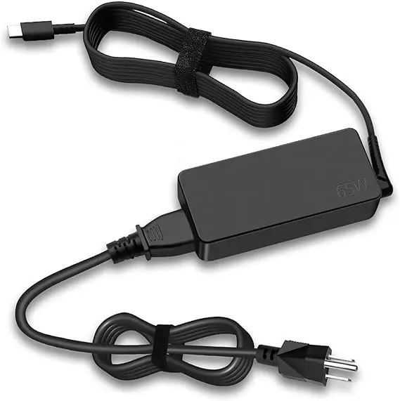 [AC-LO65W-USBC] AC Adapter 65W 20V 3.25A USB Type C USB-C 4X20M26268 For Lenovo T470S T480 T480S T490 T490S T14 With 2 Prong Power Cord