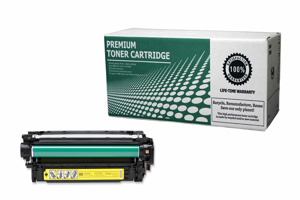 Remanufactured Toner Cartridge HPCE252A Replacement for HP CF252A Used for HP Color Laserjet CP3525 CM3530 MFP Series Yellow 7,000