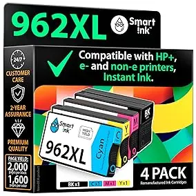 [HP962XL-SET] Printerready Replacement Ink Cartridge for 962XL 4 Combo Pack (Black, Cyan, Magenta, Yellow) HP OfficeJet 9010 9015 9020 9025